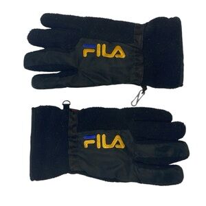 FILA‎ Black Fleece Thinsulate Gloves with Yellow and Blue Logo. Men’s Size M / L